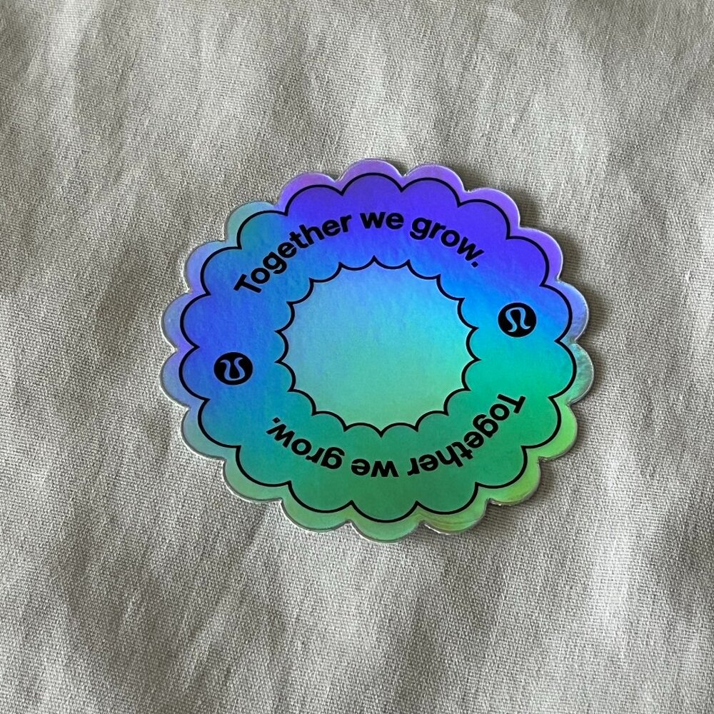 NEW lululemon Together We Grow black holographic decal sticker rare